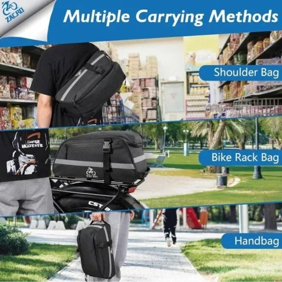 NEW 🆕️ Bike Rack Bag. Waterproof/Convertible Cycling Rear Rack Pack ZACRO - Picture 3 of 9